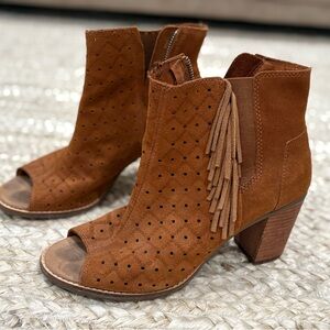 Brown Suede Ankle Boots with Fringe